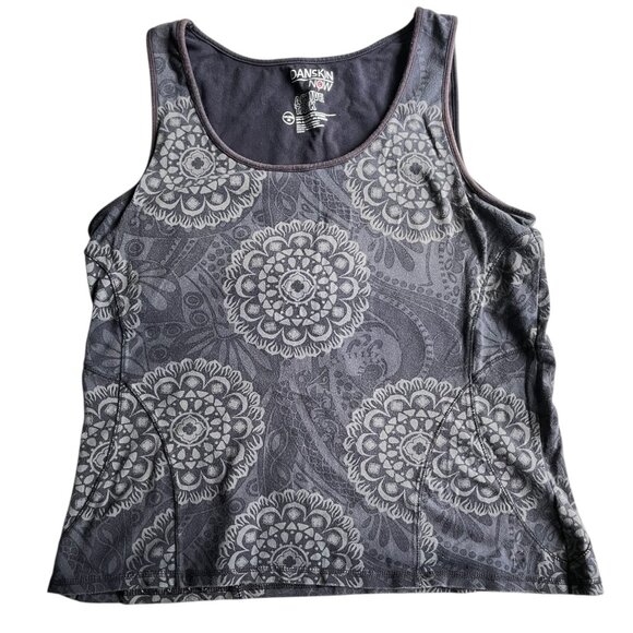 Danskin Now Women's Active Tank Top XXL Gray Floral Print Workout‎ Gym - Picture 1 of 7